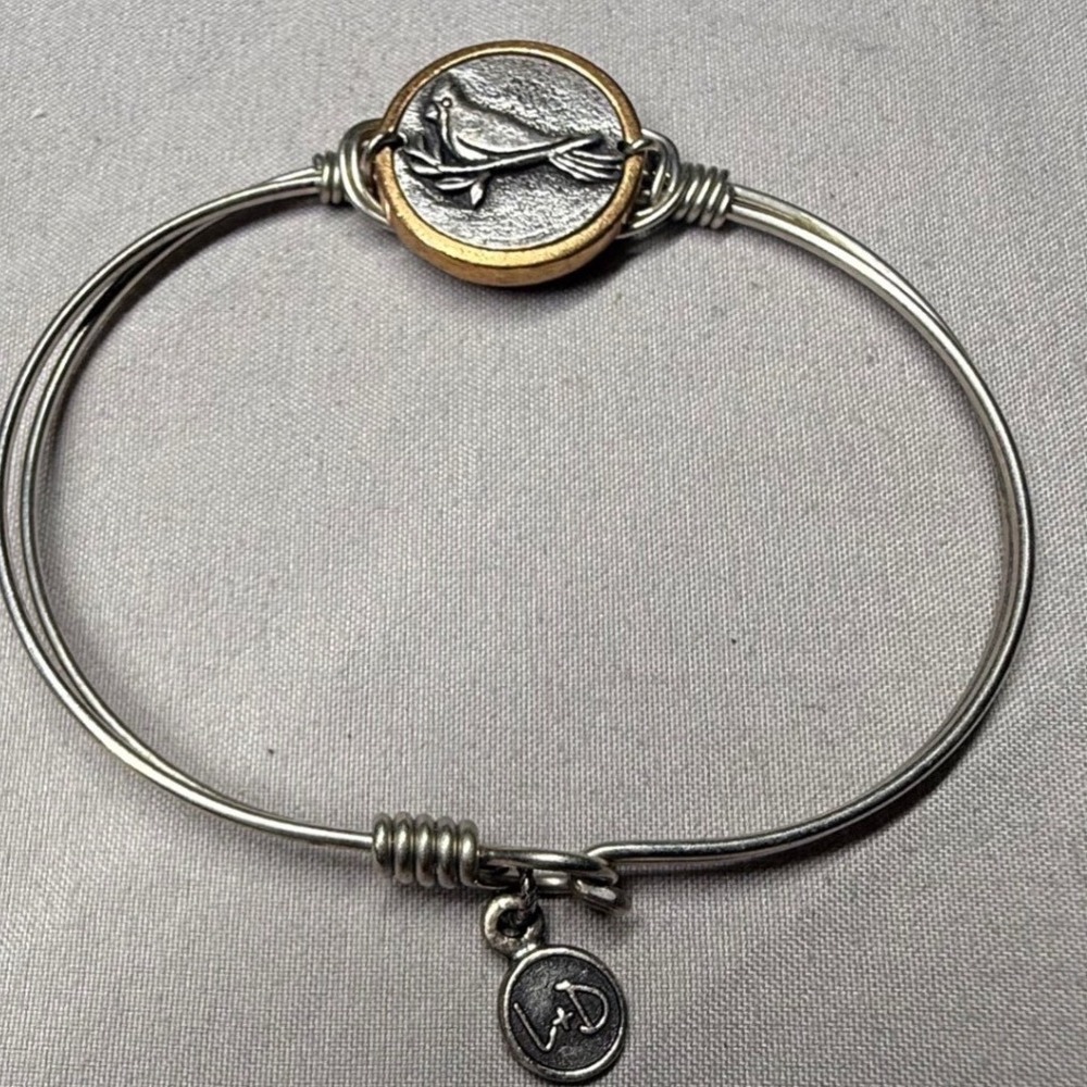 Luca + Danni Cardinal Bangle Bracelet Silver Brass Two Tone‎ Wire Wrap USA Made